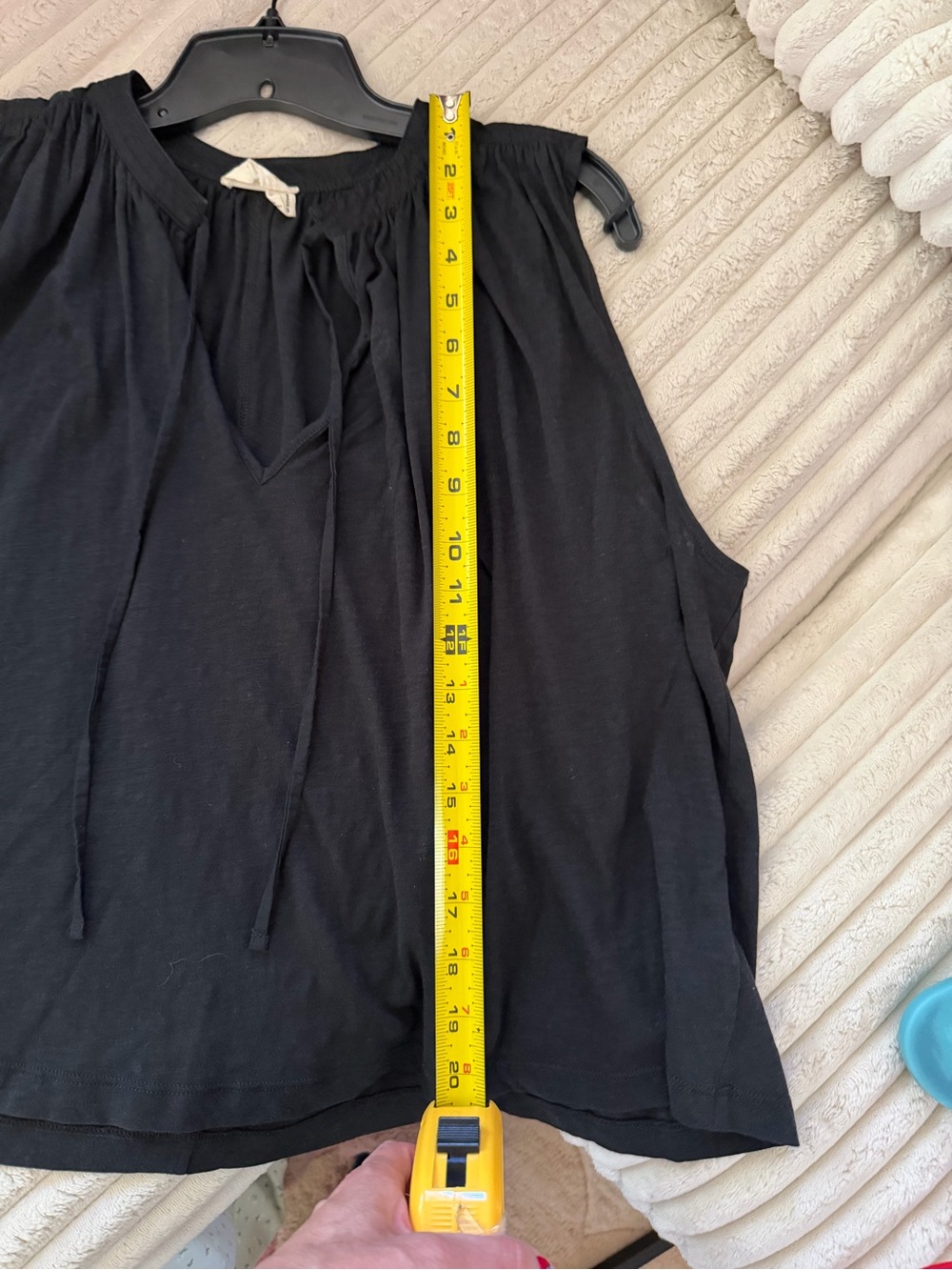 Black V-Neck Oversized Sleeveless Tank by Nation; Pima Cotton; sold at Evereve - Picture 5 of 9
